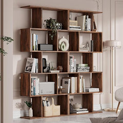 5-Tier S-Shaped Bookshelf with Room Divider