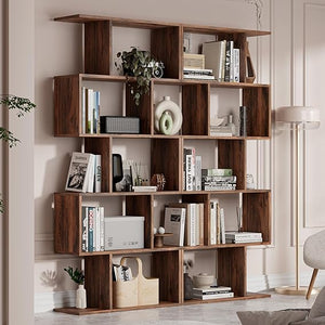 5-Tier S-Shaped Bookshelf with Room Divider