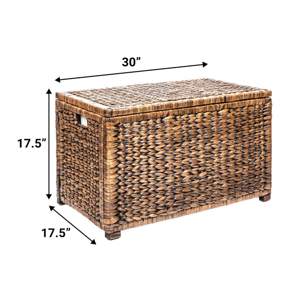 Handwoven Water Hyacinth Storage Trunk with Removable Lid