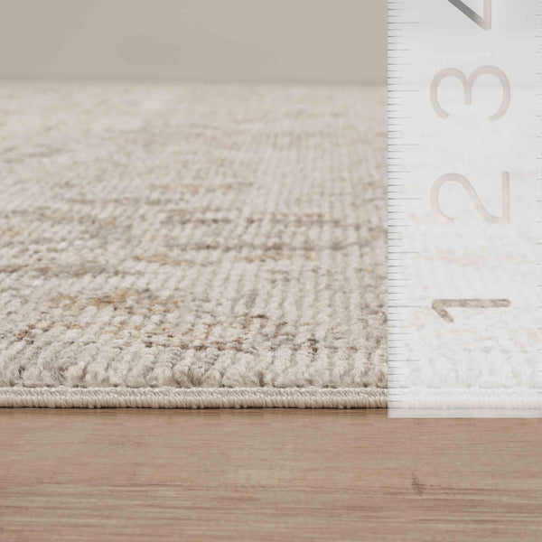 Beige Vintage Floral Area Rug – Polypropylene, Non-Shedding, Pet & Kid Friendly