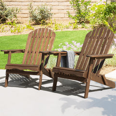 Folding Eucalyptus Adirondack Chair Set of 2