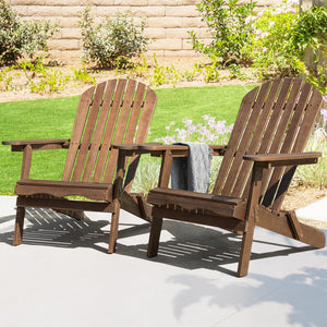 Folding Eucalyptus Adirondack Chair Set of 2