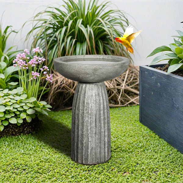 Concrete Pedestal Bird Bath with Textured Base