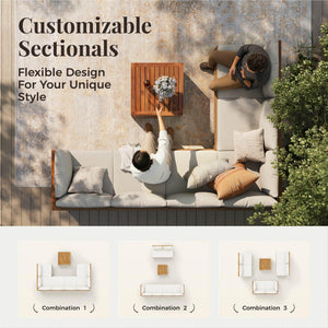 7-Piece Rattan Outdoor Sectional Sofa Set with Coffee Table