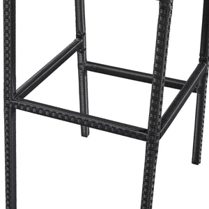 7-Piece Outdoor Wicker Bar Set with Acacia Wood Tabletop