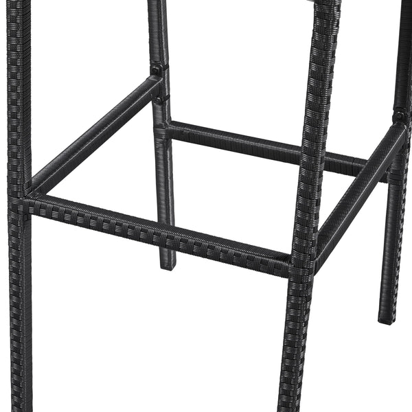 7-Piece Outdoor Wicker Bar Set with Acacia Wood Tabletop