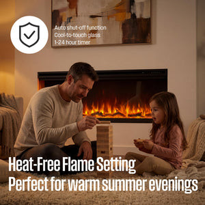 60" 3-Sided Electric Fireplace with Color-Changing Flames
