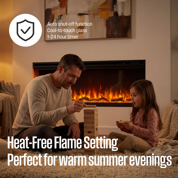 50" 3-Sided Electric Fireplace with Alexa & Color-Changing Flames