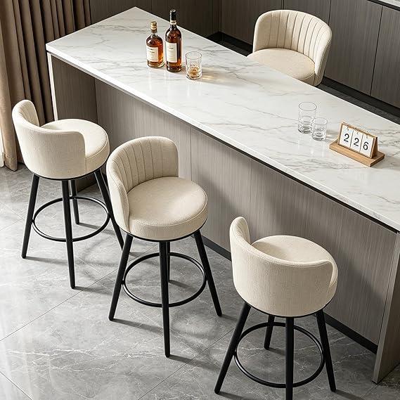 Swivel Bar Stools with Back & Footrest