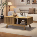 Mid-Century Modern Coffee Table with Sliding Cabinet Door