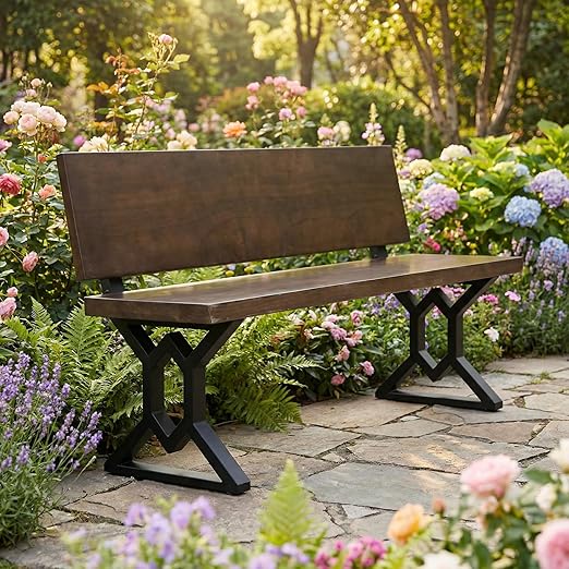 16 Inch Metal Bench Legs with Backrest Bracket – Set of 2