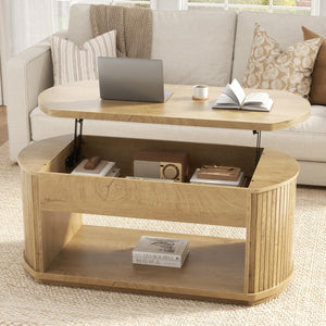 Oval Lift Top Coffee Table with Storage