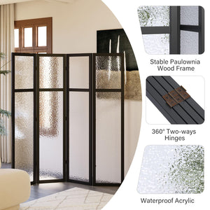 4-Panel Frosted Acrylic Room Divider
