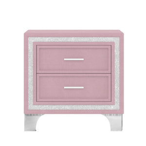 Queen Size LED Upholstered Platform Bed with 2 Nightstands – 3-Piece Bedroom Set