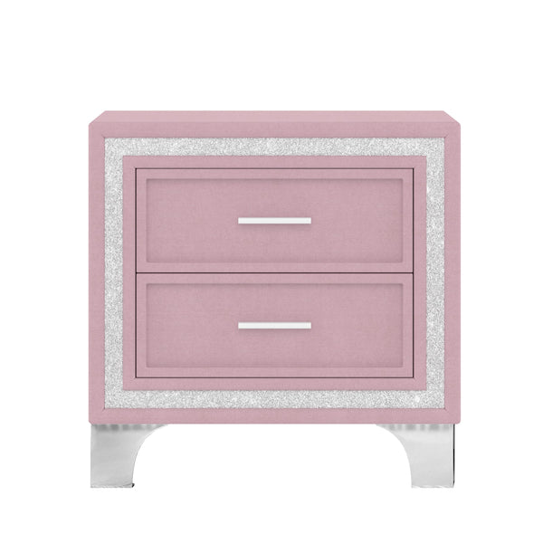 Queen Size LED Upholstered Platform Bed with 2 Nightstands – 3-Piece Bedroom Set
