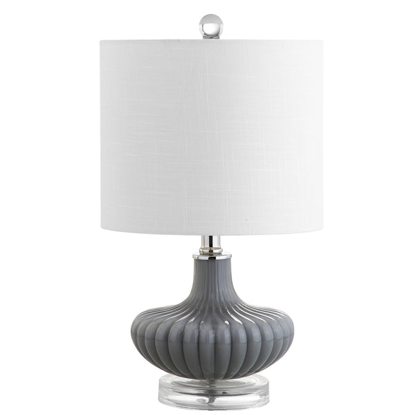 Fluted Glass Table Lamp 18" – Gray