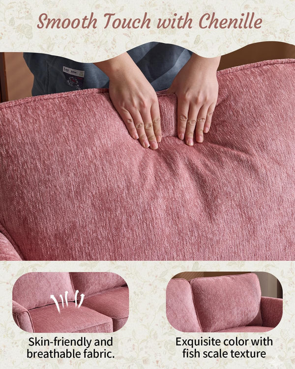 67" Chenille Loveseat Sofa with Removable Covers