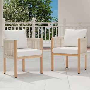 Outdoor Rope Dining Chairs with Cushions