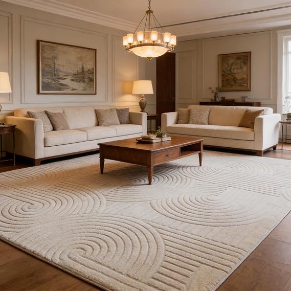 Soft High-Low Pile Area Rug – Washable, Non-Slip Indoor Rug for Living Room, Bedroom & Kids Room