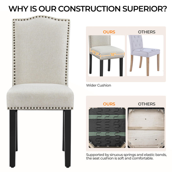 Modern Upholstered Dining Chairs with Solid Wood Legs
