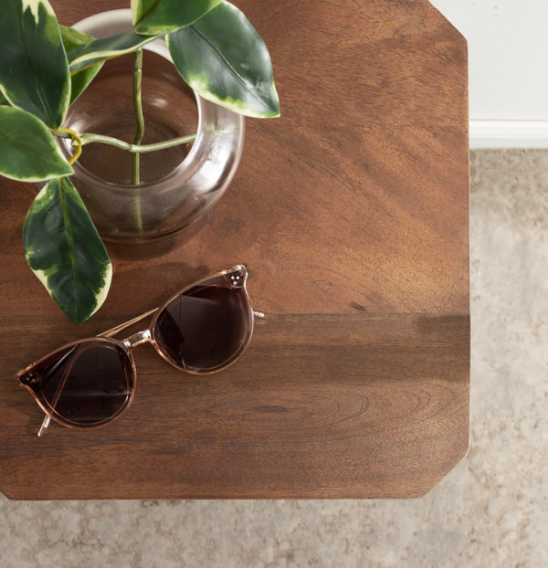Two-Tier Square Wood Accent Table