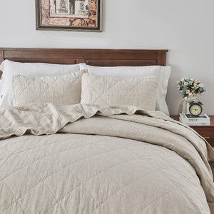 French Linen Quilt Set – 3 Piece Bedding Set