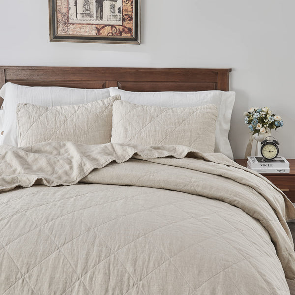 French Linen Quilt Set – 3 Piece Bedding Set