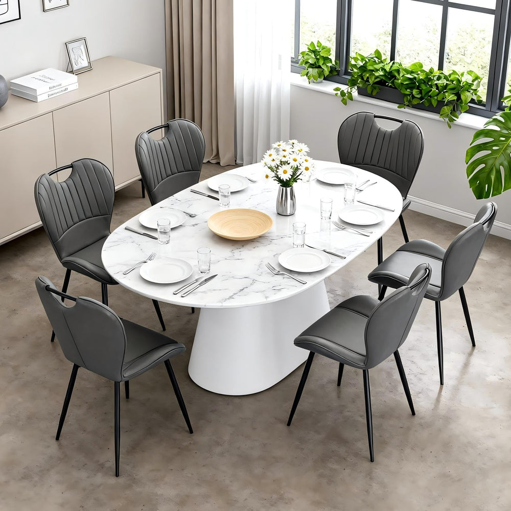 Dining Chairs Set of 4 – Faux Leather with Metal Legs