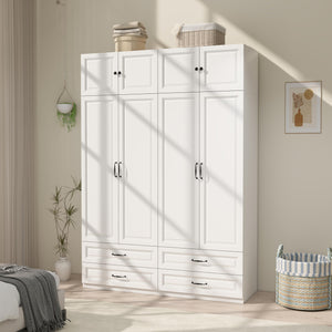 Tall Wardrobe Armoire with 4 Doors & 4 Drawers