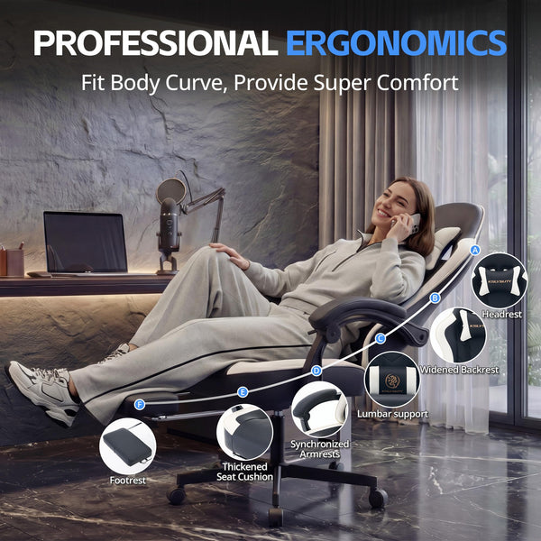 High Back Ergonomic Gaming Chair with Pocket Spring Cushion