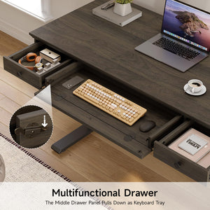 Electric Standing Desk with Drawers and Storage Outlets