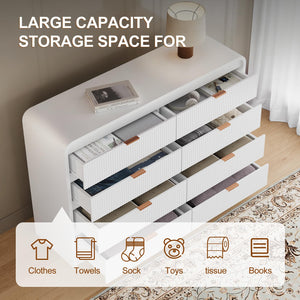 8-Drawer Fluted Dresser with Metal Handles