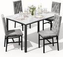 5-Piece Faux Marble Dining Table Set with Button-Tufted Chairs
