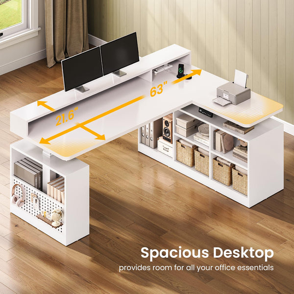 L-Shaped Electric Standing Desk 63 Inch