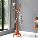 Freestanding Wooden Coat Rack with 8 Hooks