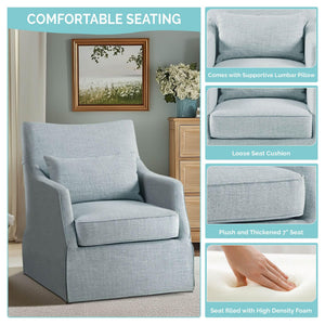 Skirted Swivel Accent Chair with Lumbar Pillow