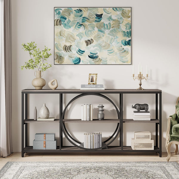 70.9" 3-Tier Console Table | Metal Frame & Wood Shelves