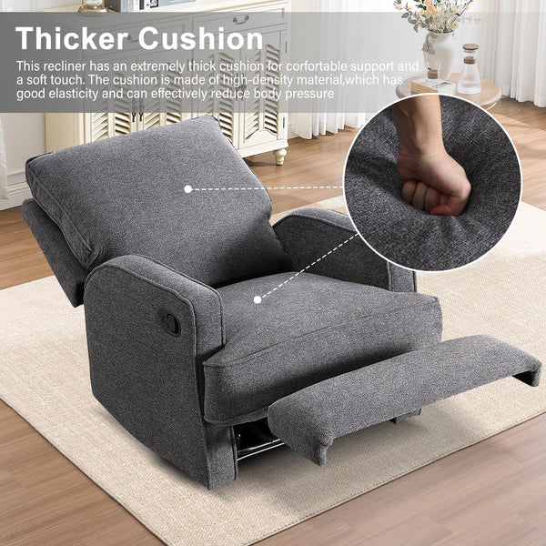 Manual Recliner Chair with Overstuffed Cushion
