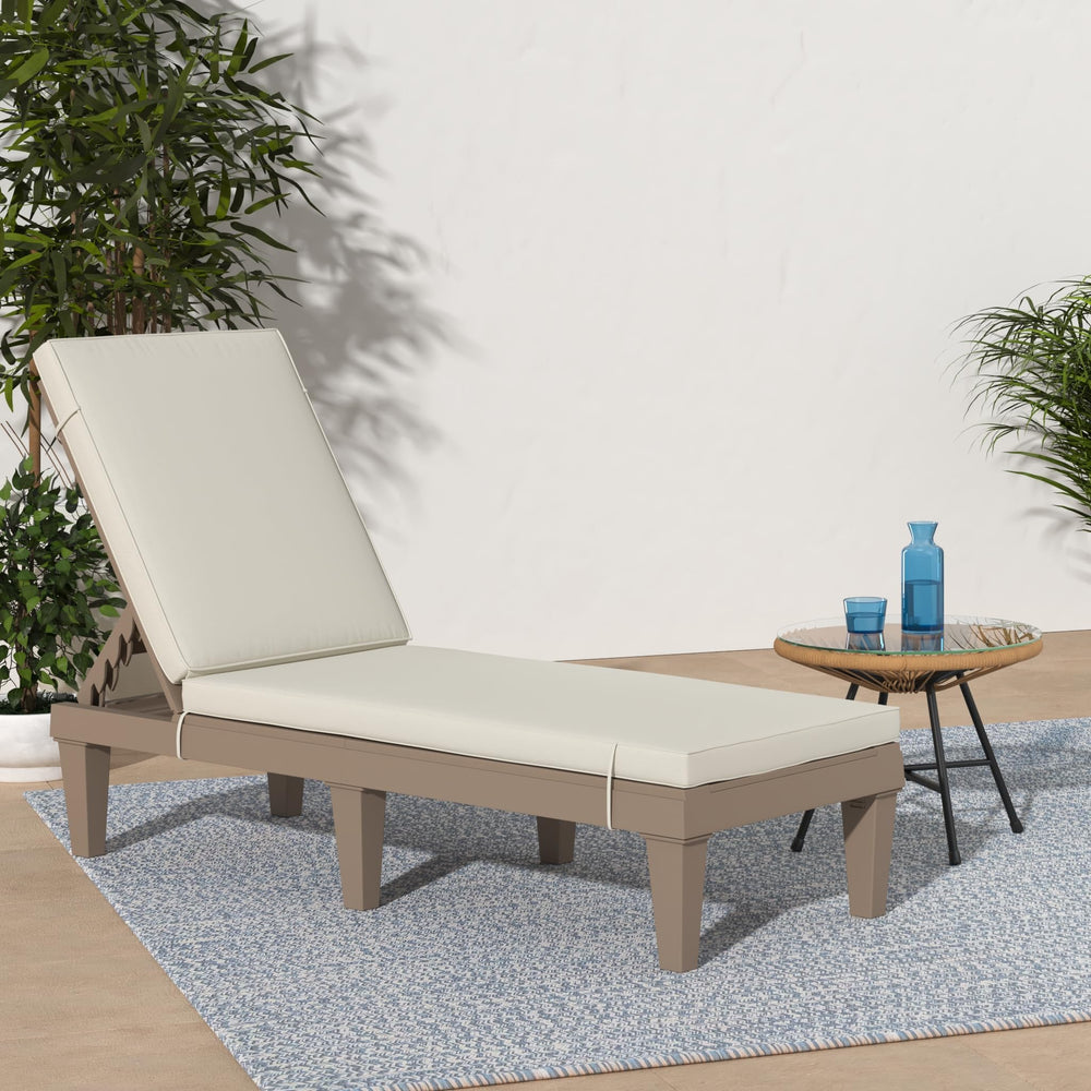 Outdoor Chaise Lounge Chair with Adjustable Backrest & Cushion