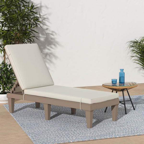 Outdoor Chaise Lounge Chair with Adjustable Backrest & Cushion