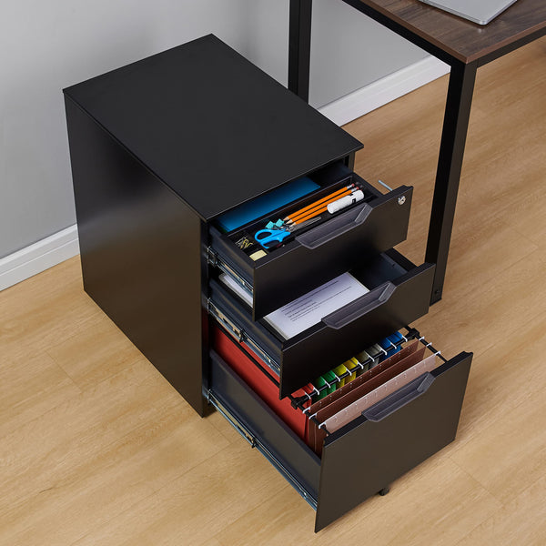 3-Drawer Mobile File Cabinet with Lock