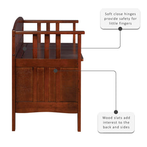 Split Seat Storage Bench with Walnut Finish