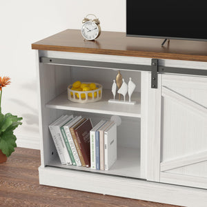 Farmhouse TV Stand with Barn Door 54 Inch Entertainment Center