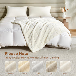 Cream White Faux Rabbit Fur Throw Blanket