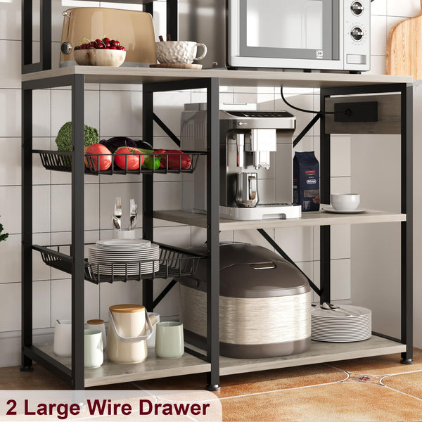 7-Tier Baker's Rack with Power Outlet & Wire Baskets
