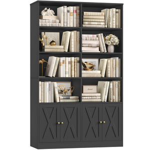 71" Tall Bookshelf with Barn Door & Storage Cabinet