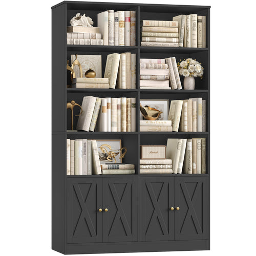 71" Tall Bookshelf with Barn Door & Storage Cabinet