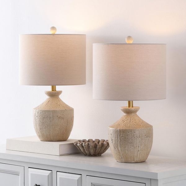 Resin Table Lamp Set of 2 – 21-Inch Bedside Lamps with Fabric Shade