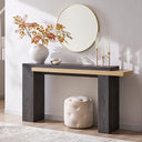 63-Inch Two-Tier Console Table with Geometric Design