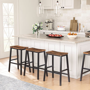 Industrial Saddle Bar Stools Set of 2 with Footrests
